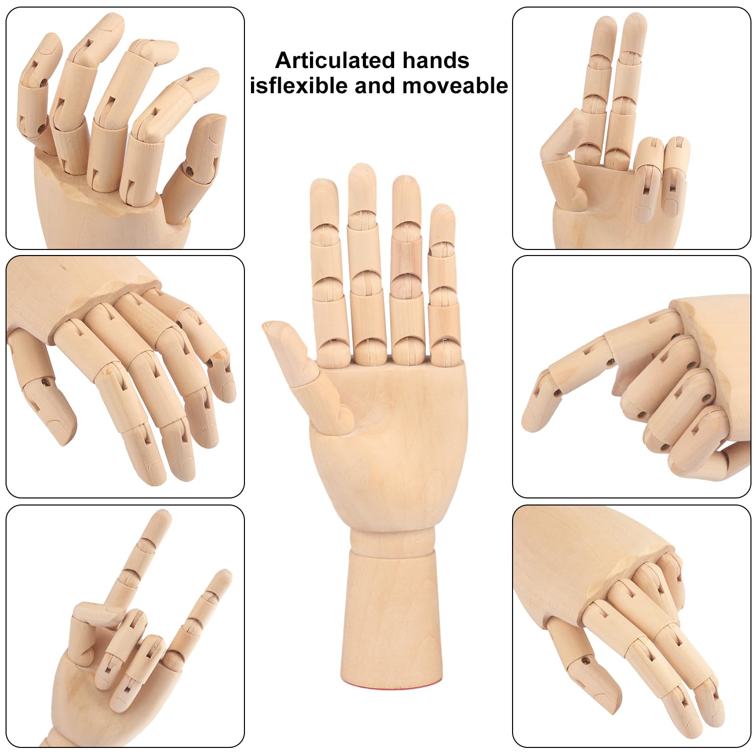 Amazon.co.jp: GNIEMCKIN木製ハンドモデル、3点、12/10/7インチ右手用